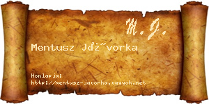 Mentusz Jávorka névjegykártya